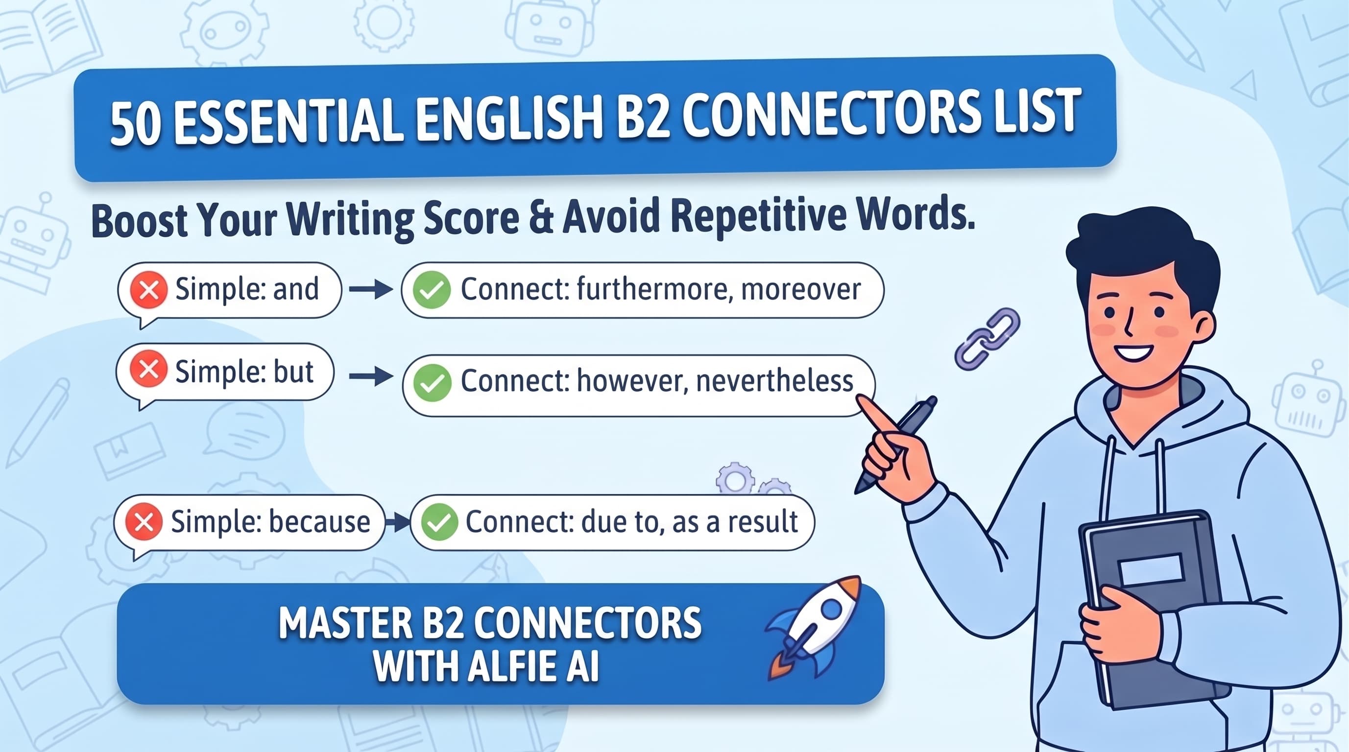 50 essential english b2 connectors list